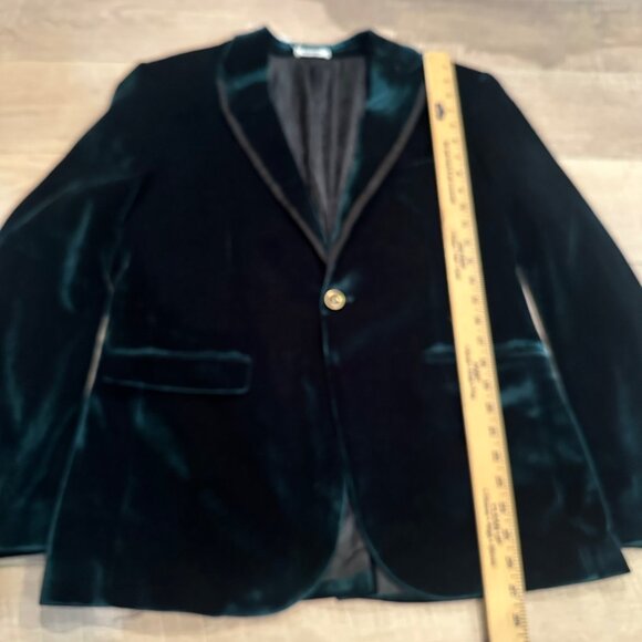 COOFANDY MENS MEDIUM GREEN VELVET BLAZER NWOT CHRISTMAS HOMECOMING - Picture 4 of 11